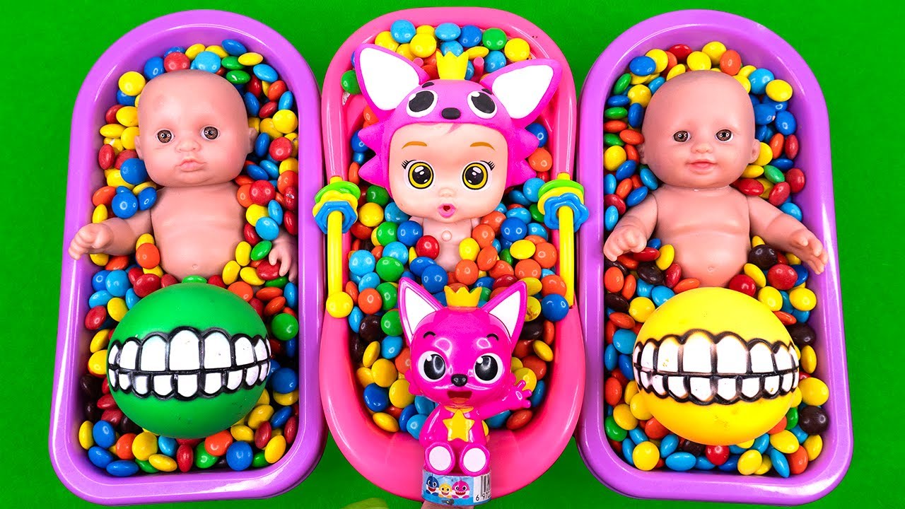 Satisfying Video | Mixing Funny Candy ASMR & Make Up in 3 Bathtubs with Magic M&M's Skittles img